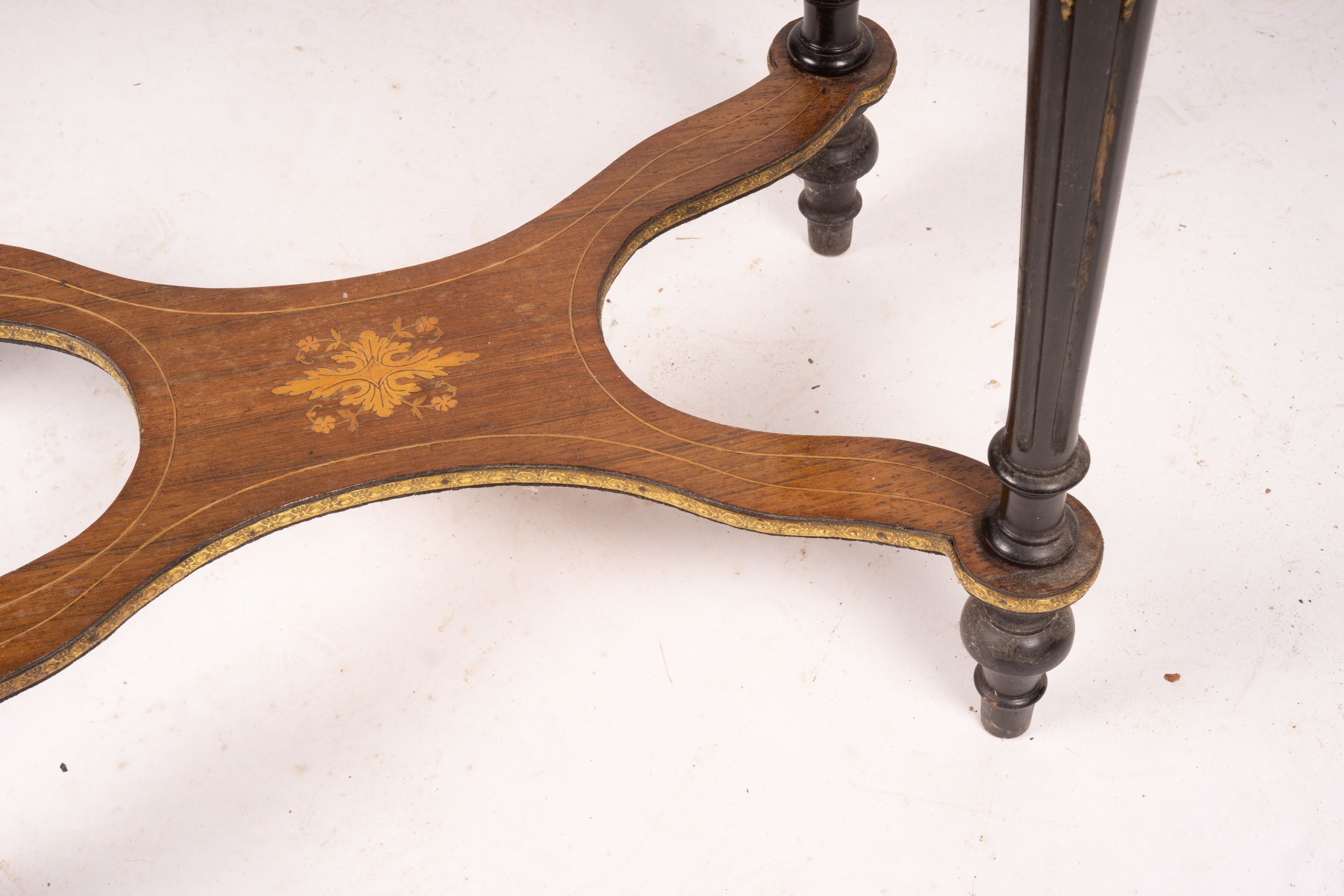 A 19th century French marquetry inlaid kingwood jardiniere table, width 60cm, depth 40cm, height 75cm